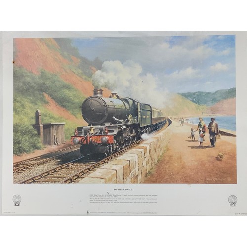 240 - FRAMED CHRIS WOODS PRINT HOLIDAY, A KING AT DAWLISH, DON BRECKON ON THE SEA WALL & THE ROYAL ALBERT ... 