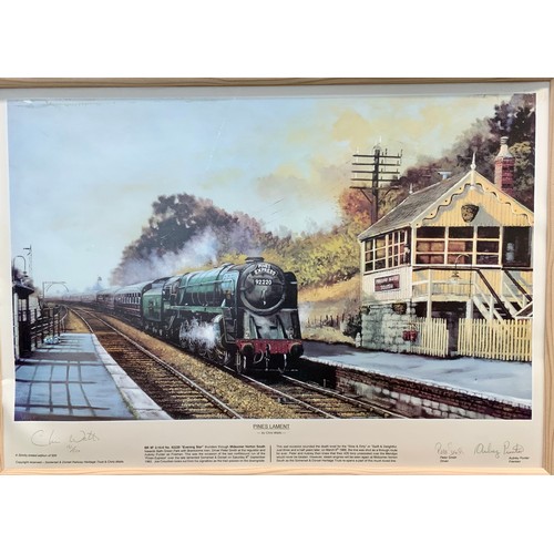 238 - SOUTHERN RAILWAY INTEREST, A FRAMED DAVID FISHER PRINT 24/200, WAIT FOR US MIDSOMER NORTON IN THE 19... 