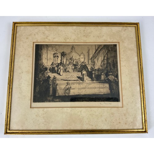 34 - FRANK BRANGWYN ETCHING ‘A VENETIAN PROCESSION, 1919’, DEPICTING A RELIGIOUS PROCESSION, APPROX. 25.5... 