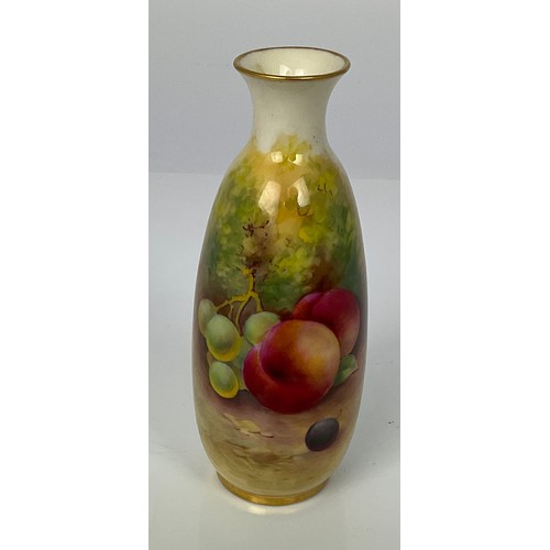 49 - ROYAL WORCESTER HAND PAINTED FALLEN FRUIT SIGNED MOSLEY SHAPE 2491 APPROX 15CM TALL