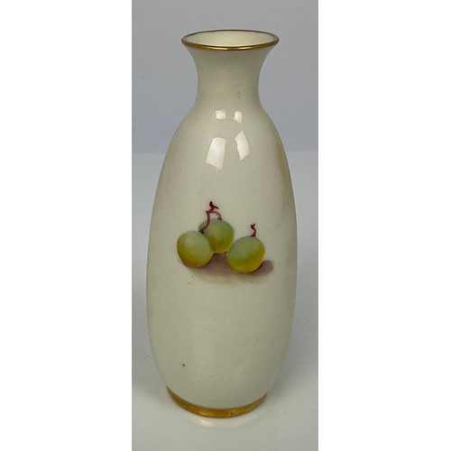 49 - ROYAL WORCESTER HAND PAINTED FALLEN FRUIT SIGNED MOSLEY SHAPE 2491 APPROX 15CM TALL