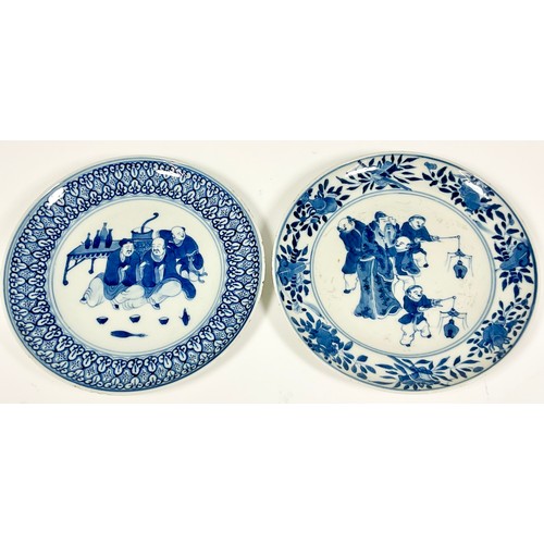 55 - 2, SMALL ORIENTAL PLATES WITH FIGURAL DECORATION, APPROX. 21 cm dia.