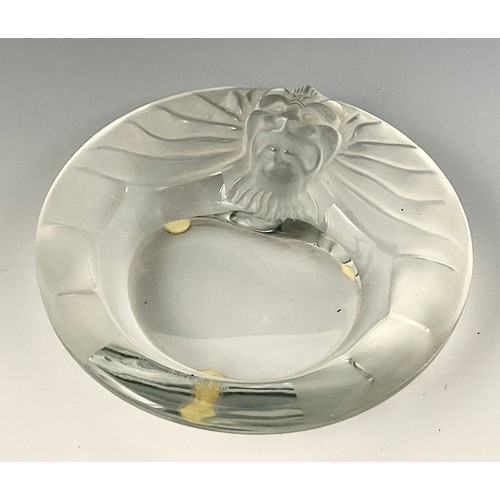 62 - LALIQUE ‘TETE DE LION’ ASHTRAY, MARKED LALIQUE, FRANCE