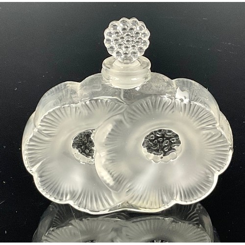 63 - MODERN LALIQUE DOUBLE FLOWER PERFUME BOTTLE