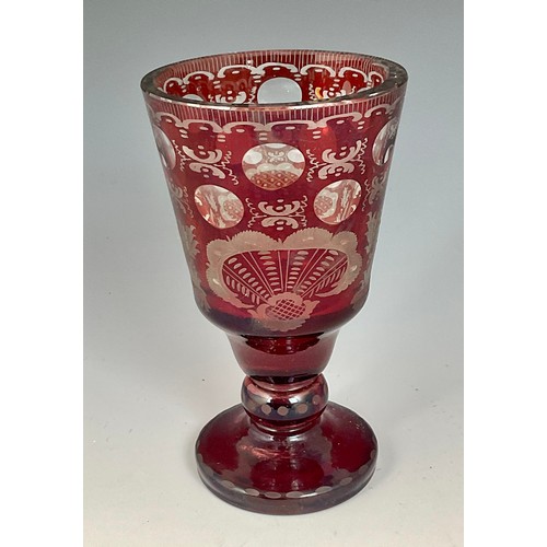 67 - 19TH CENTURY BOHEMIAN RED FLASHED GLASS VASE