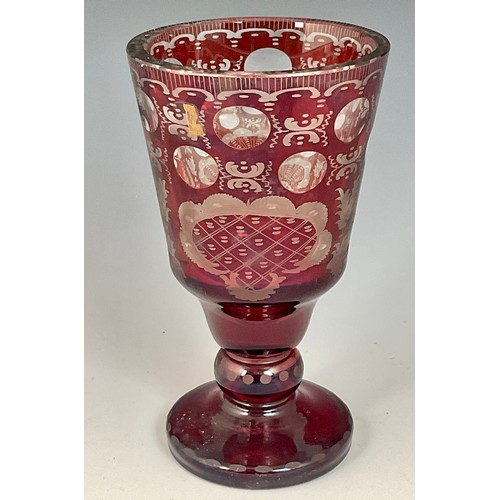 67 - 19TH CENTURY BOHEMIAN RED FLASHED GLASS VASE