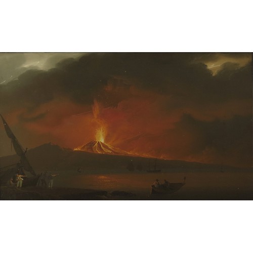 27 - VOLCANO PICTURE, POSSIBLY A GOUACHE ON PAPER