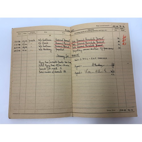 154 - MILITARY INTEREST, AIR FORCES IN INDIA OBSERVER’S & AIR GUNNERS FLYING LOG BOOK TO 1285321 SGT P HAD... 