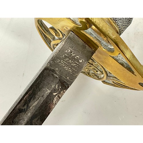 160 - VICTORIAN ROYAL ARTILLERY 1822 PATTERN DRESS SWORD BY EDWARD THURKLE, SOHO, LONDON, WITH ETCHED BLAD... 