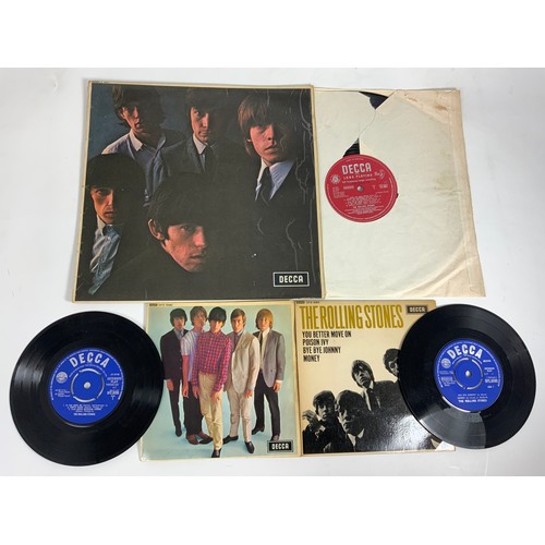 169 - RECORDS : ROLLING STONES 2 X EP, 7 X 7” SINGLES, 3 X LP. FIVE BY FIVE DFE8590, THE ROLLING STONES ST... 