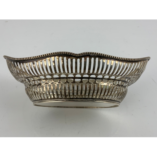 296 - DANISH HALLMARKED SILVER PIERCED DISH/ BASKET