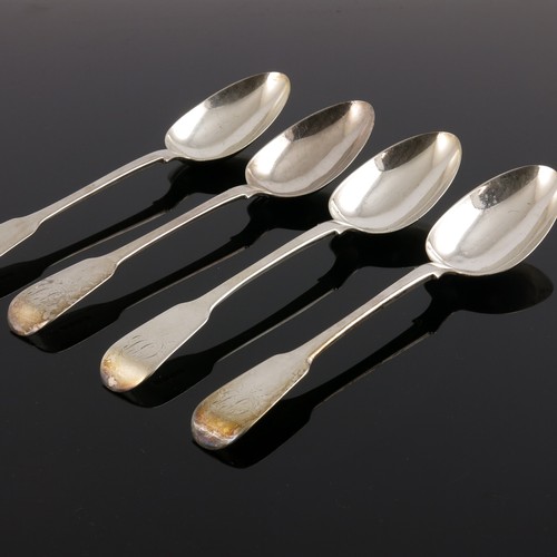 236 - SET OF 4 GEORGIAN SILVER TABLE SPOONS, APPROX. 310g