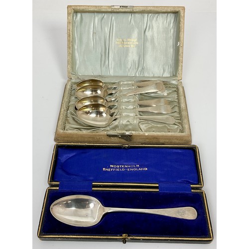 227 - SILVER SPOON 1862, BOXED SCOTIA ‘SILVER’ SPOONS ELKINGTON FISH SERVERS, BOXED APOSTLE SPOONS, & AMER... 