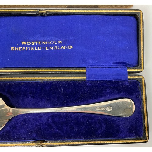 227 - SILVER SPOON 1862, BOXED SCOTIA ‘SILVER’ SPOONS ELKINGTON FISH SERVERS, BOXED APOSTLE SPOONS, & AMER... 