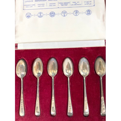 222 - SET OF 6 SILVER CITY HALLMARKED SPOONS IN FITTED CASE