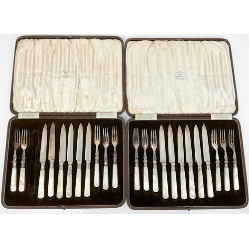 244 - CASE CUTLERY INCLUDING MAPPIN  AND WEBB MOP HANDLED KNIVES AND FORK AND FIVE HALLMARK SIVLER HANDED ... 