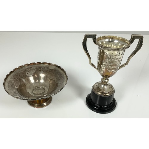 281 - HALLMARKED SILVER TROPHY & BON BON DISH 230g GROSS