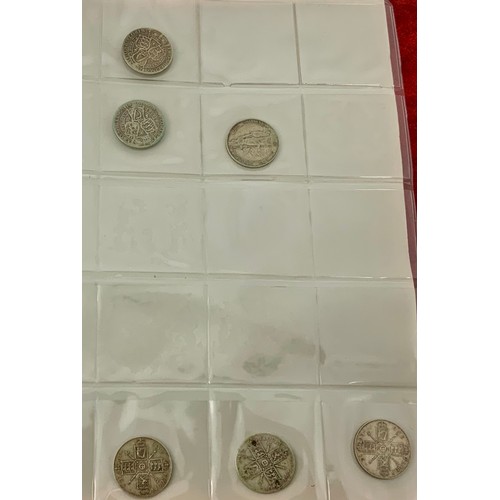 352 - COINS, A COLLECTORS ALBUM UNSORTED PRE DECIMAL,  INC SILVER HALF CROWNS, EARLY PENNY & HALF PENNY, S... 