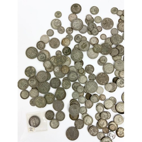 345 - QTY. UK PRE DECIMAL ‘SILVER’ COINS INC. CROWN, HALF CROWNS, SHILLINGS, SIXPENCES AND THREEPENCES