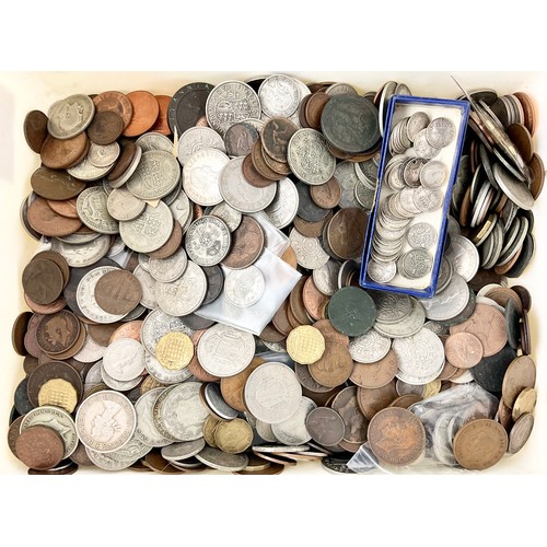 341 - VARY LARGE QTY. UK COINS, MOSTLY PRE DECIMAL TO INCLUDE ‘SILVER’, UNCIRCULATED ETC.