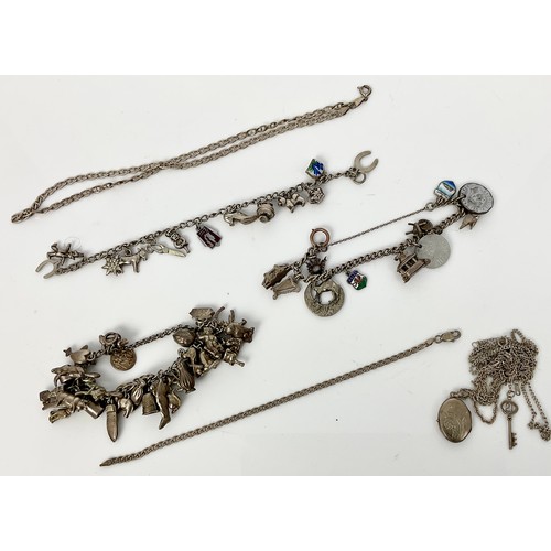 538 - SILVER CHARM BRACELET AND NECKLACES ETC. APPROX. 150 GRAMS