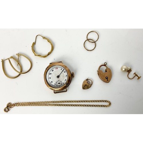 551 - GOLD WATCH, EARRINGS AND LOCKET ETC. APPROX 25GRAMS GROSS