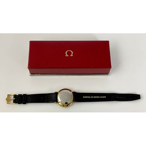 466 - GENTS OMEGA DEVILLE WRISTWATCH, GOLD PLATED AND STAINLESS STEEL IN ORIGINAL BOX WITH PAPERWORK, APPE... 