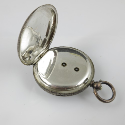 434 - SILVER CASED OPEN FACE POCKET WATCH ‘THE FARRINGDON’ WITH ENAMELLED DIAL