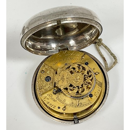 430 - GEORGIAN SILVER PAIR CASED VERGE POCKET WATCH, BARW. MITCHELL, COCKERMOUTH