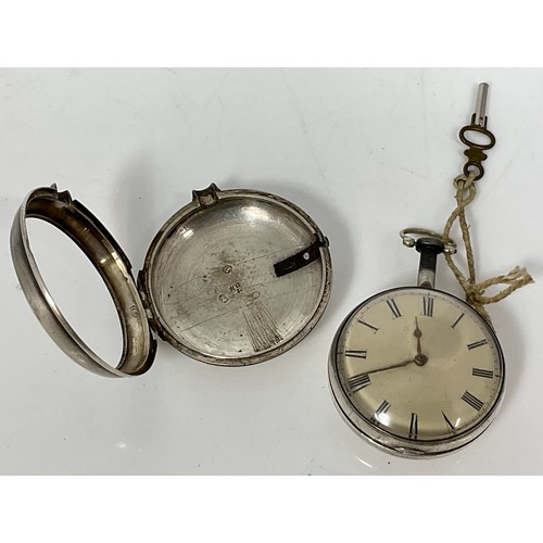 430 - GEORGIAN SILVER PAIR CASED VERGE POCKET WATCH, BARW. MITCHELL, COCKERMOUTH