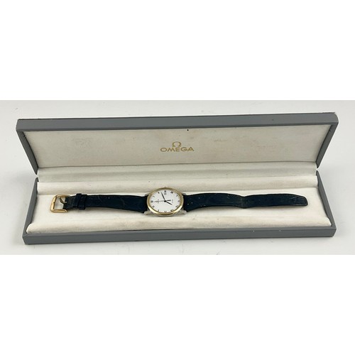 465 - GENTS OMEGA DE VILLE QUARTZ STAINLESS STEEL AND GOLD PLATED WRIST WATCH IN OMEGA BOX