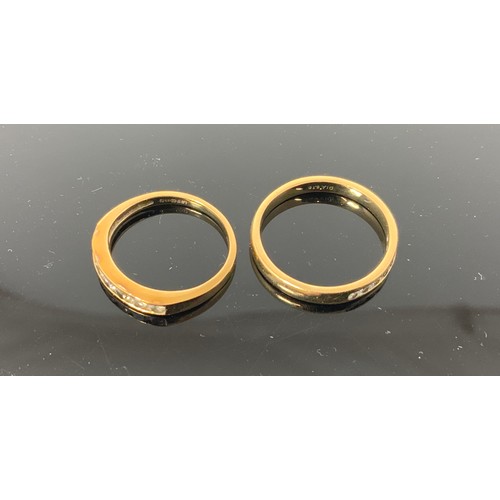 601 - 2 MODERN 9CT GOLD AND DIAMOND RINGS, APPPROX. 4.1g