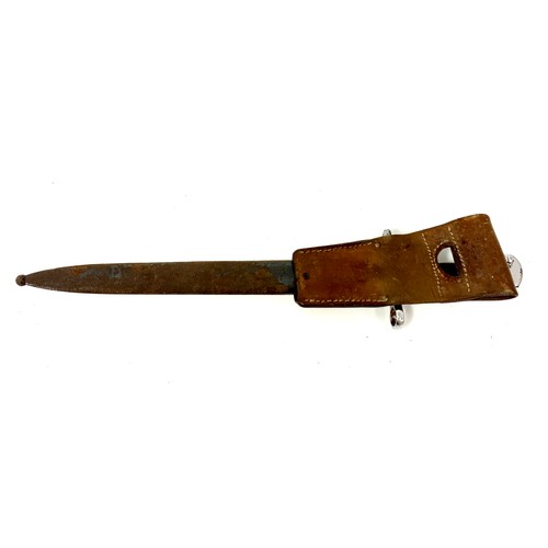 175 - MILITARY BAYONET WITH LEATHER BELT HOLDER