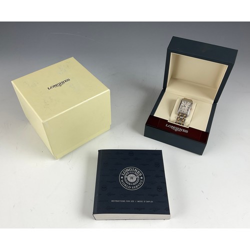 435 - GENTS LONGINES DOLCE VITA STAINLESS STEEL BI METAL WRIST WATCH WITH BOX AND PAPERWORK