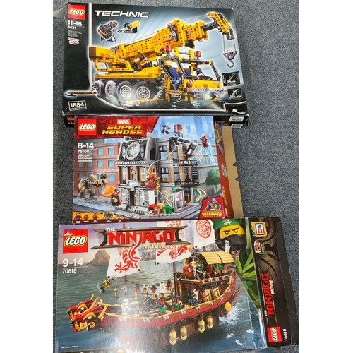 45 - LEGO 2 BOXED DISMANTLED SETS : 70618 NINJAJO, SUPER HEROES 76108, BITH UNCHECKED, PLUS TWO EMPTY BOX... 