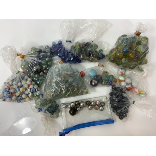 77 - LARGE QTY. OF ASSORTED & MIXED MARBLES.