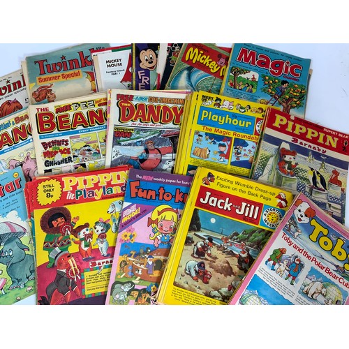 90 - COLLECTION OF VARIOUS COMICS, & CHILDRENS BOOKLETS, MANDY, SEE-SAW, POSTMAN PAT, TAMMY, BEEZER, TOPP... 
