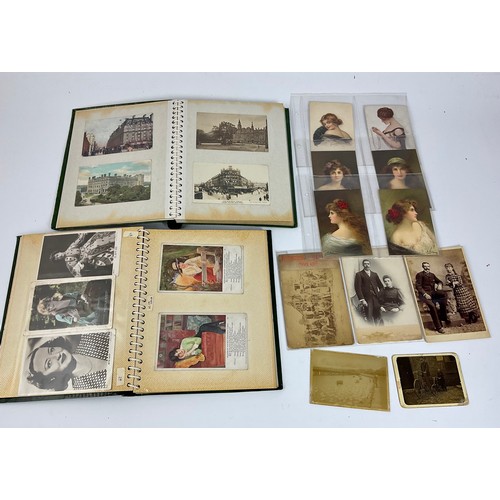 41 - MISC. POSTCARDS INC. GLAMOUR AND A FEW EARLY PHOTOGRAPHS INC. PHOTO ON GLASS