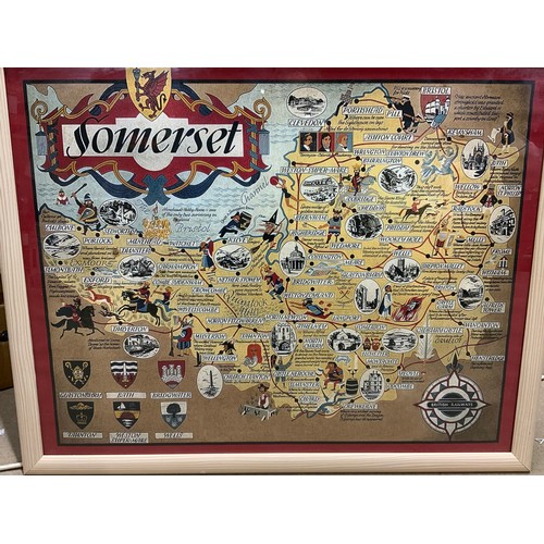 22 - LARGE FRAMED SOMERSET MAP APPROX 84 X 67 CM