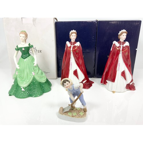 119 - 3 BOXED FIGURINES ROYAL WORCESTER QUEEN'S 80TH BIRTHDAY 2006 FIGURE X2 & FIGURE OF THE YEAR 2011 SUS... 