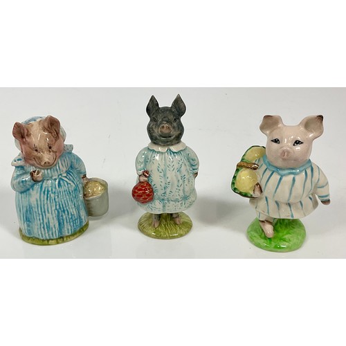 104 - EARLY BESWICK BEATRIX POTTER PIGWIG AND 2 OTHER PIGS WITH BROWN BACKSTAMPS