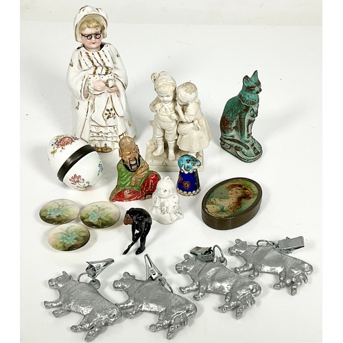 125 - SMALL COLLECTION OF VARIOUS FIGURES INCLUDING NODDING FIGURE, PARIAN BOY AND GIRL ORIENTAL, VARIOUS ... 