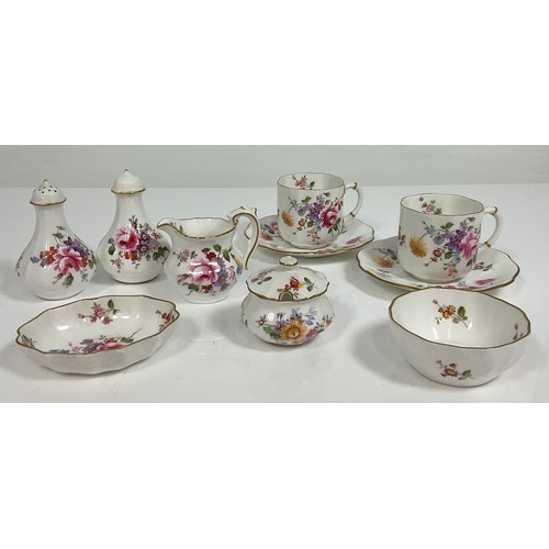 221 - QTY OF ROYAL CROWN DERBY, PLATES CONDIMENTS ETC