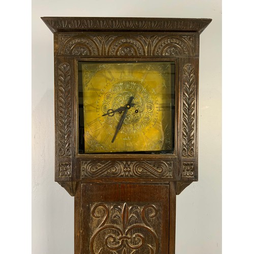 281 - CARVED OAK LONGCASE CLOCK, POSSIBLY WELSH