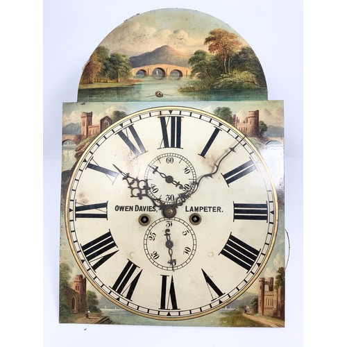 283 - OWEN DAVIS LAMPETER LONGCASE CLOCK WITH 8 DAY MOVEMENT, SUBSIDIARY SECONDS AND DATE, PAINTED DIAL, C... 