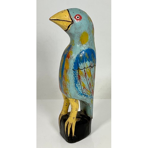 363 - FOLK ART WOODEN PARROT, approx. 32 cm