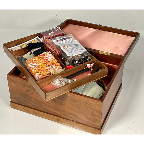 356 - SEWING BOX WITH FITTED INTERIOR AND CONTENTS