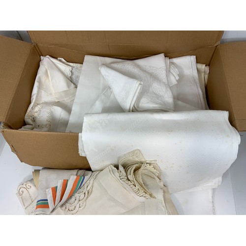 344 - BOX OF LINEN AND LACE