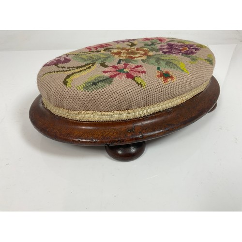 381 - SMALL OVAL EMBROIDERED FOOT STOOL