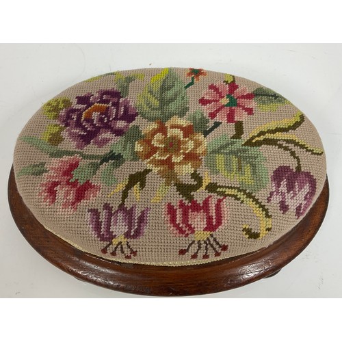 381 - SMALL OVAL EMBROIDERED FOOT STOOL